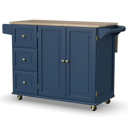 Kitchen Island Cart with Storage & Drop Leaf