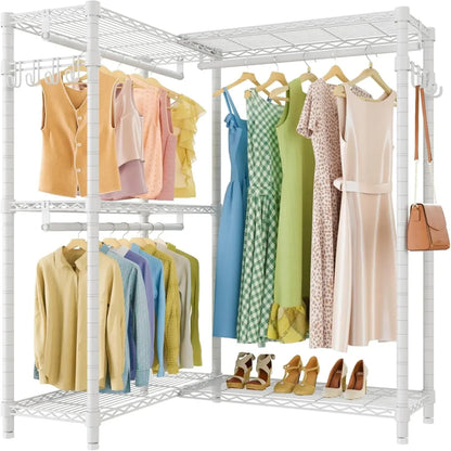 L4 L-Shaped Garment Rack: Freestanding Heavy Duty Wardrobe