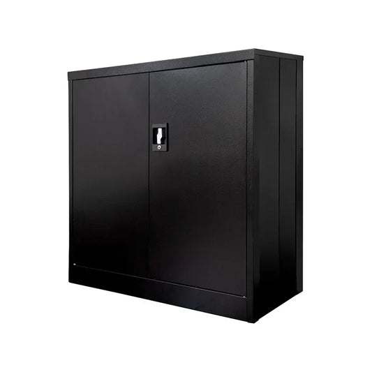 2 Shelf Metal Storage Cabinet on Wheels - Foldable & Spacious for Home & Office