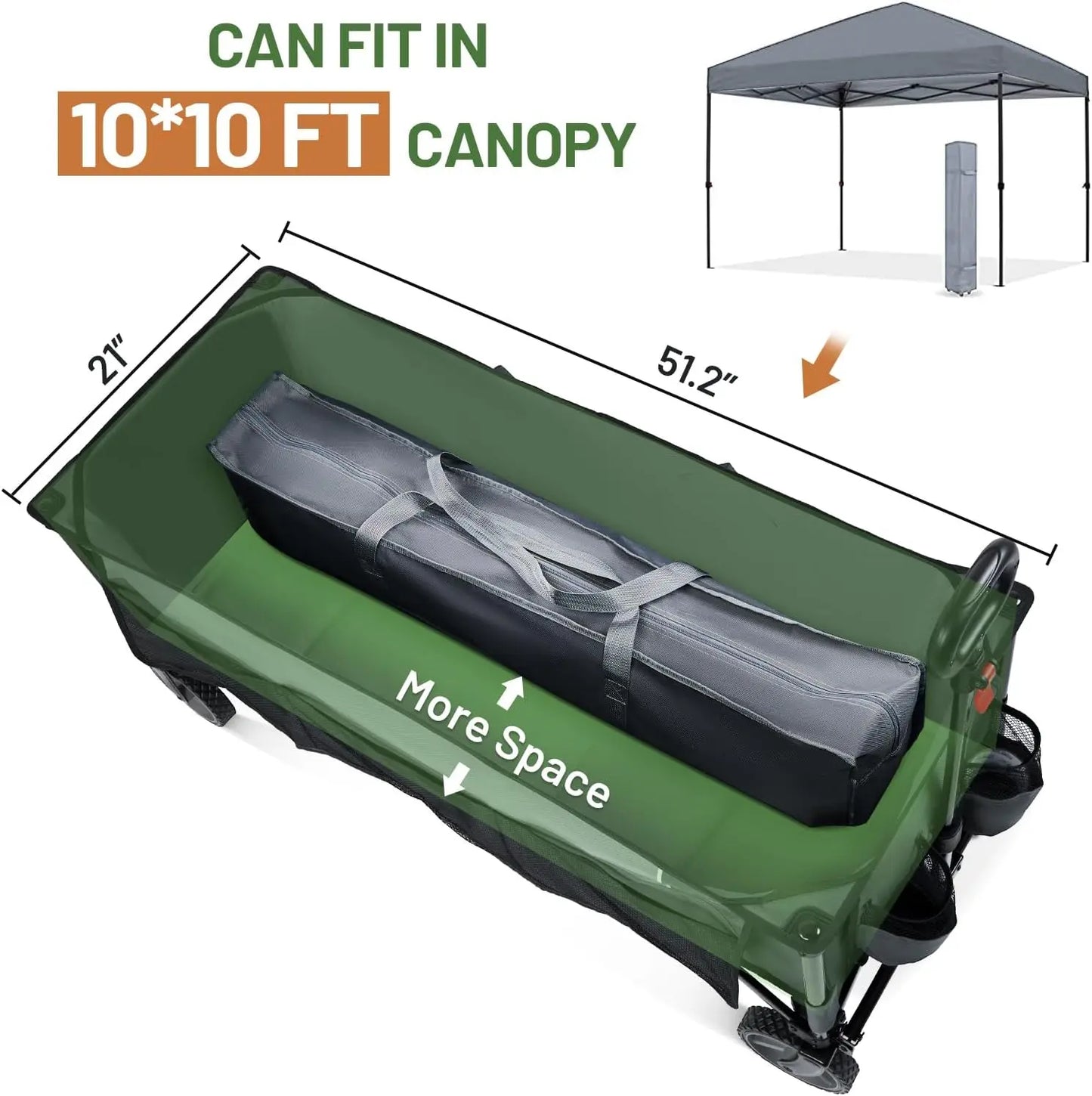 Heavy Duty Foldable Wagon - 350Lbs Capacity, Cargo Net Included