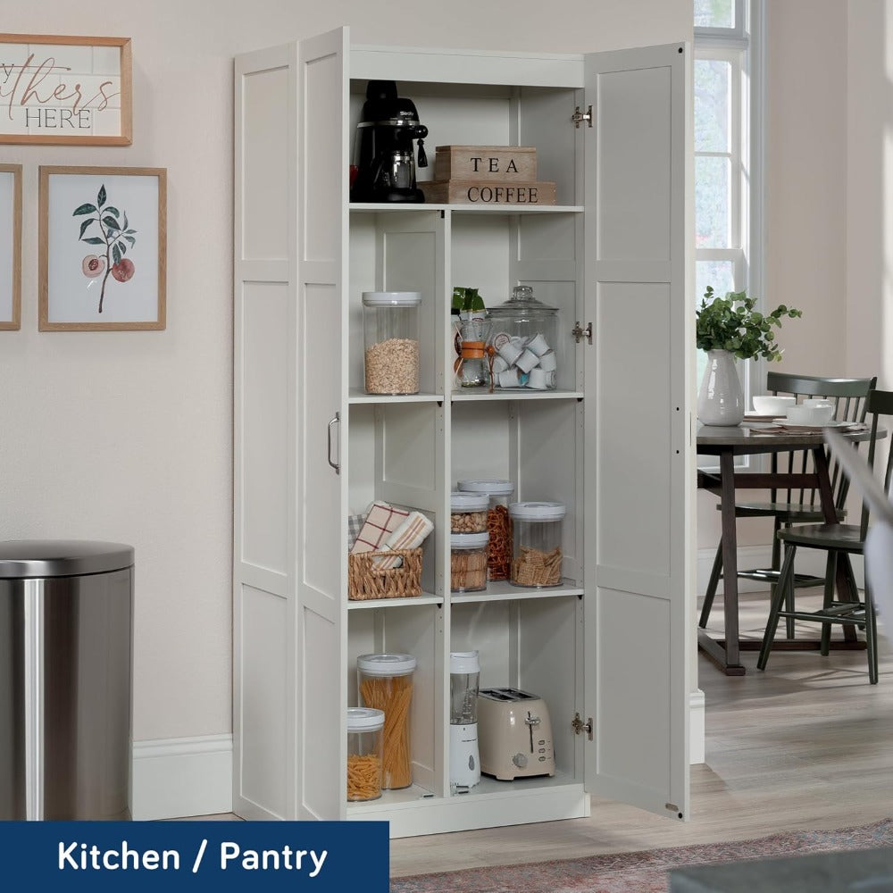 Storage Cabinet White Finish - Adjustable Shelves & Durable Design