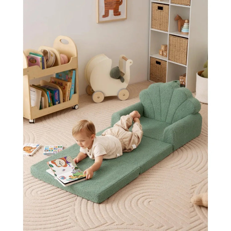 Toddler Couch Fold Out Sofa, Comfy Chair with Shell Patterns