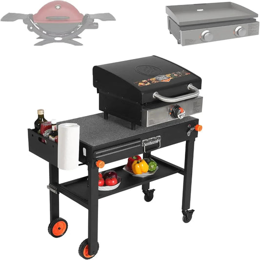 Griddle Stand with Wheels - Portable Outdoor Grill Table