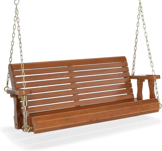 Vingli Wooden Porch Swing - Heavy Duty 880 Lbs, Garden Ready