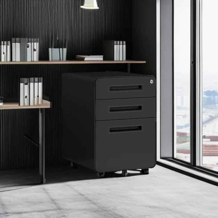 Mobile 3-Drawer Filing Cabinet with Keys 