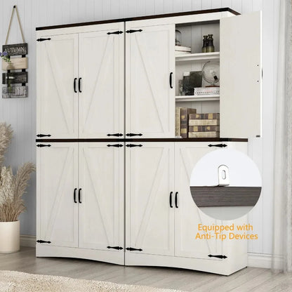 Tall Farmhouse Kitchen Pantry, 5-Layer Storage, Adjustable Shelves