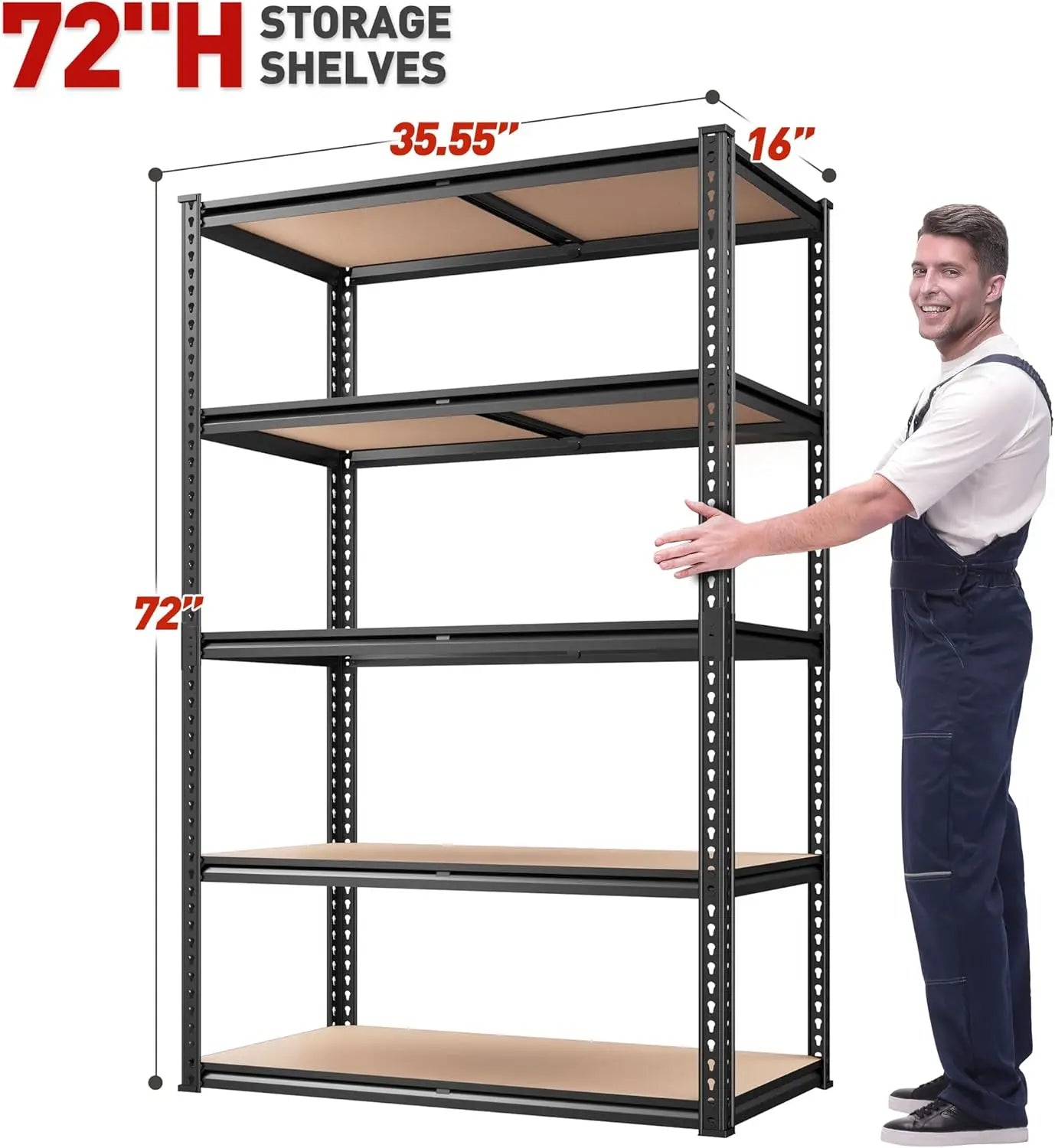 Heavy Duty 5-Tier Garage Shelving - Adjustable Metal Unit