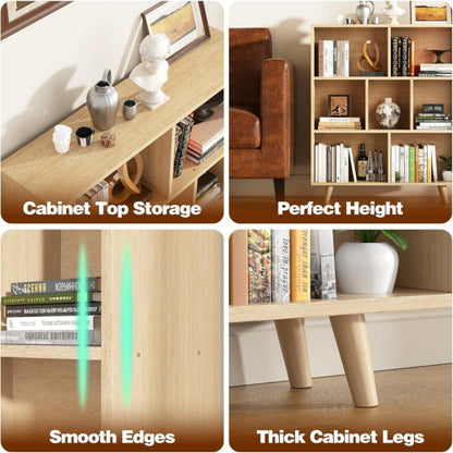 Wooden 7 Cube Bookshelf - Modern 3 Tier Open Storage Organizer