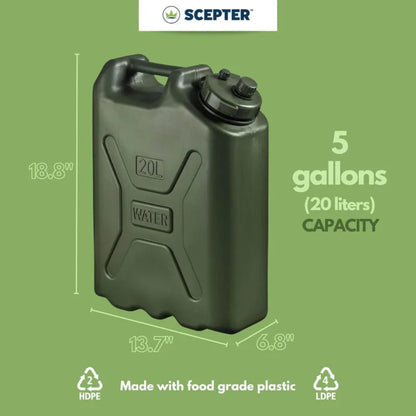 Scepter 5 Gal Water Container - Military Style, BPA-Free