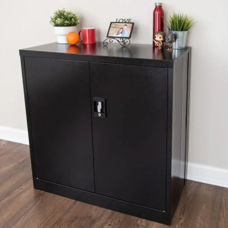2 Shelf Metal Storage Cabinet on Wheels - Foldable & Spacious for Home & Office