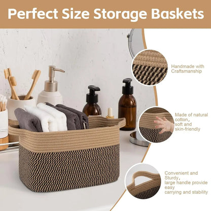 Cotton Rope Storage Baskets - 3 Pack Woven Organizers