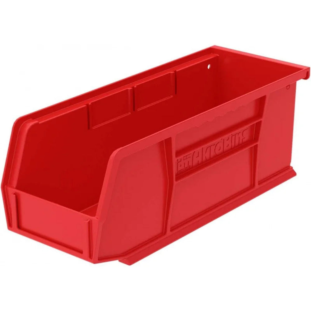 AkroBins Stackable Storage Bins - 11x4x4 Red, Set of 12