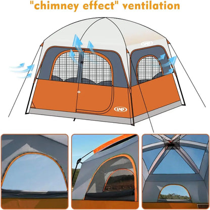 6-Person Waterproof Tent: Easy Setup, Windproof, Double Layer