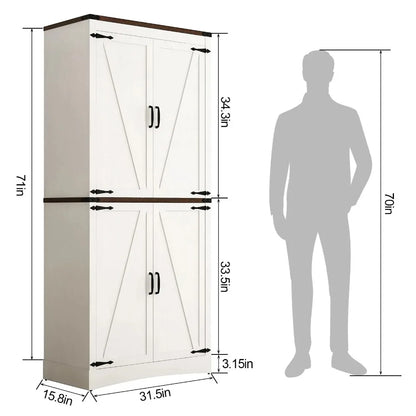 Tall Farmhouse Kitchen Pantry, 5-Layer Storage, Adjustable Shelves
