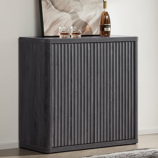 Modern Buffet Cabinet - Fluted Sideboard with Shelves & Doors