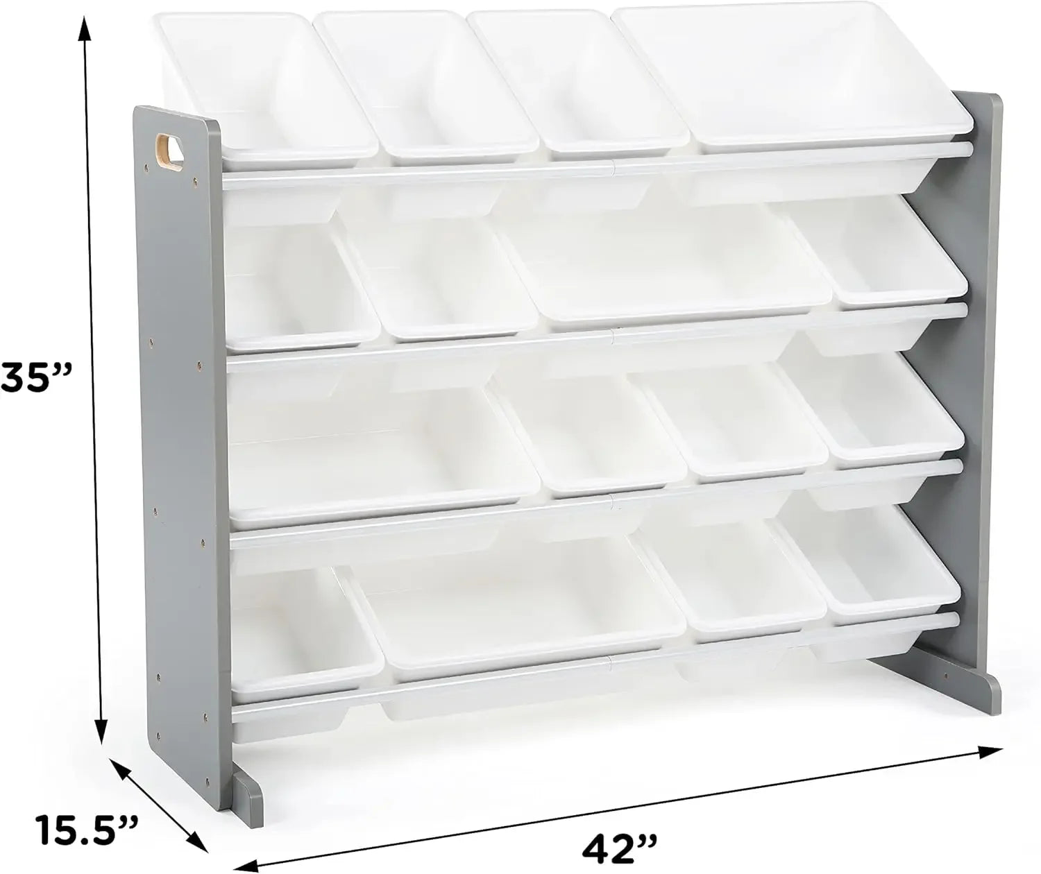 Supersized Wood Toy Organizer - Extra Large Grey/White