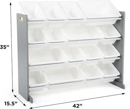 Supersized Wood Toy Organizer - Extra Large Grey/White