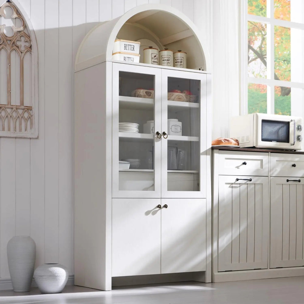 Modern Farmhouse Kitchen Cabinet - Stylish Arched Design
