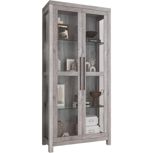 Tall Glass Curio Cabinet: Trophy Display Case for Living Room