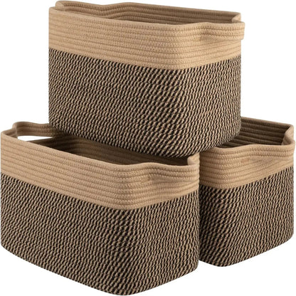 Cotton Rope Storage Baskets - 3 Pack Woven Organizers