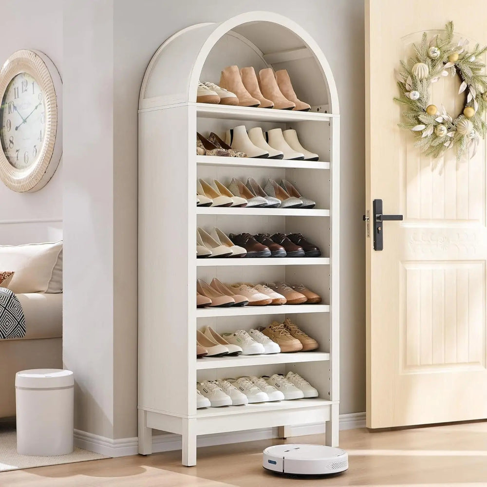 Tall Arched Shoe Cabinet - 71" 7-Tier Wooden Shoe Rack