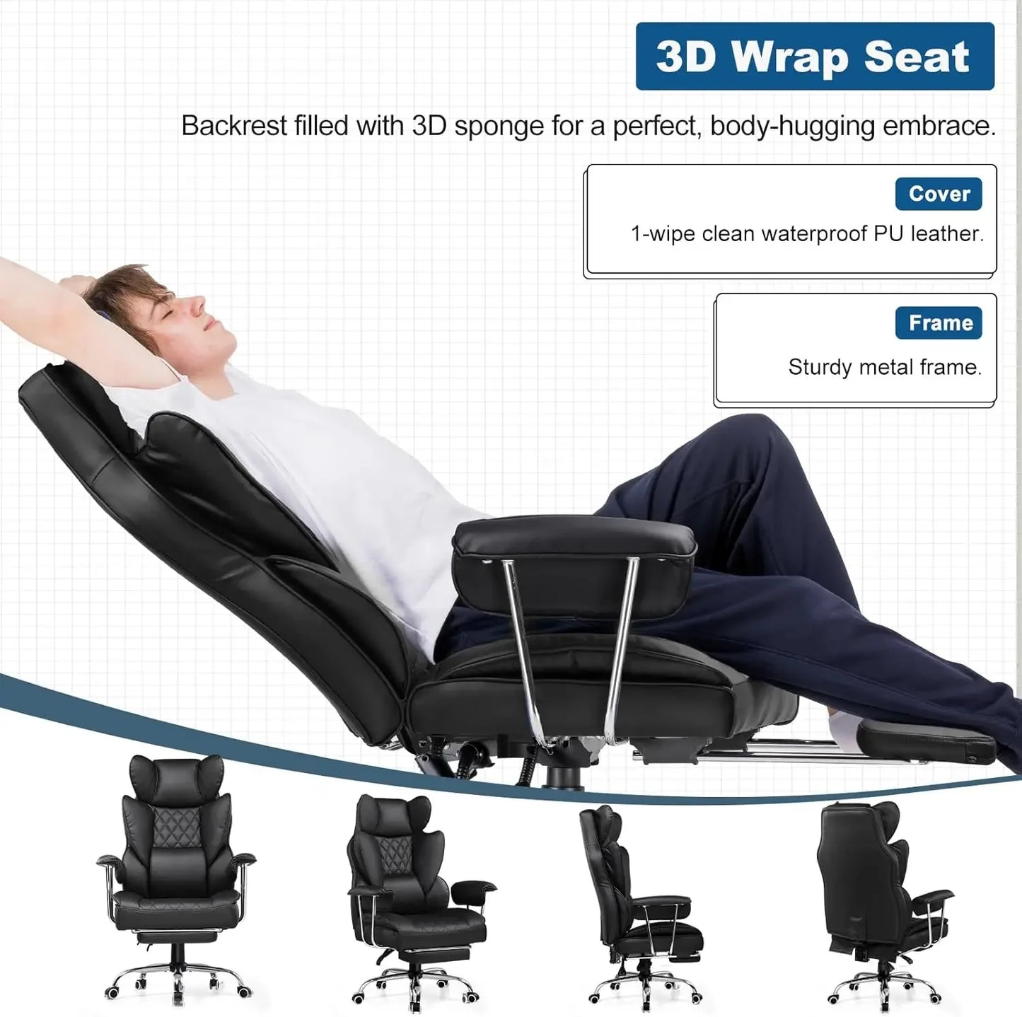 Ergonomic Gaming Chair - Wide Office Desk Comfort & Support