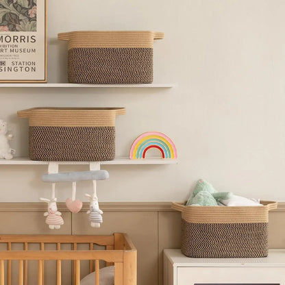 Cotton Rope Storage Baskets - 3 Pack Woven Organizers