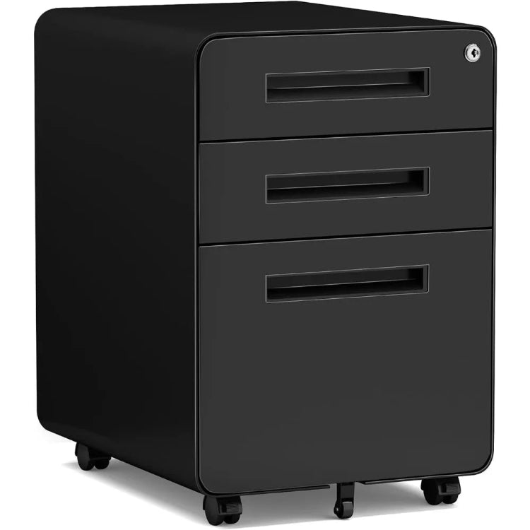 Mobile 3-Drawer Filing Cabinet with Keys 