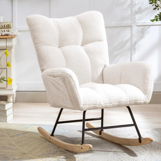 Nursery Rocking Chair Teddy Upholstered Glider Rocker