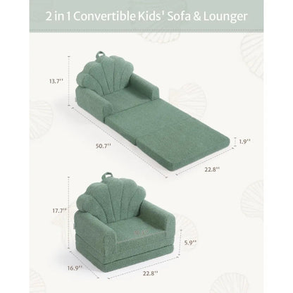 Toddler Couch Fold Out Sofa, Comfy Chair with Shell Patterns