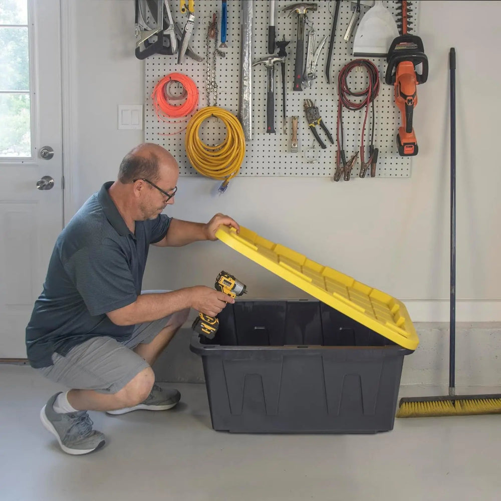 Heavy Duty 27-Gallon Storage Bin, Snap Lid & Stackable Design