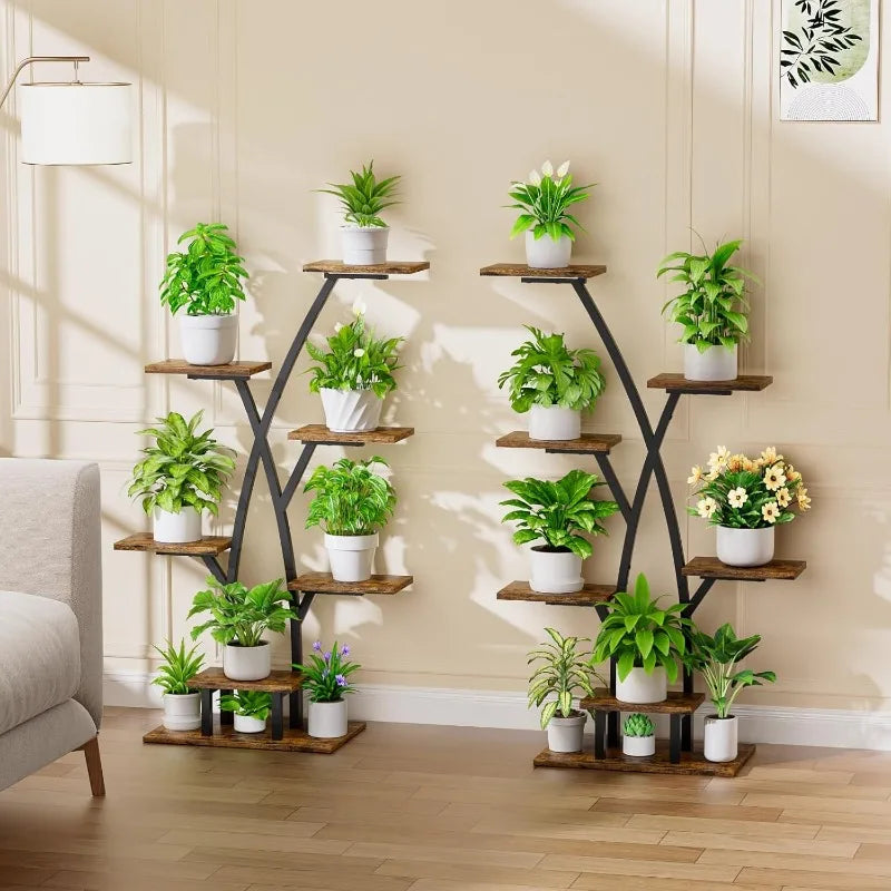 Indoor Plant Stand 7-Tier Corner Shelf with Grow Lights