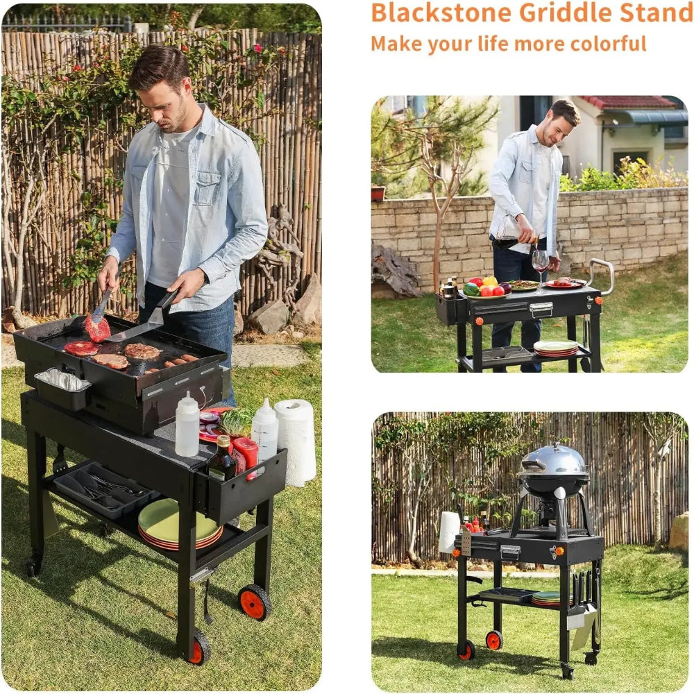 Griddle Stand with Wheels - Portable Outdoor Grill Table