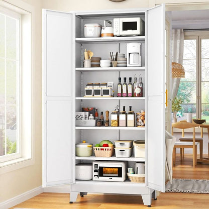 Kitchen Pantry Storage Cabinet with 2 Door & 5 Adjustable Shelves